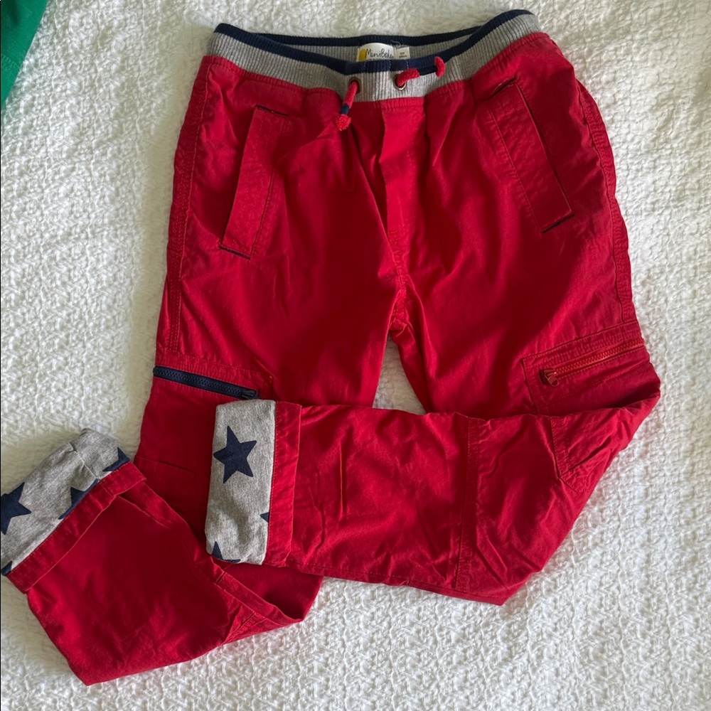 Mini Boden Red Kids Pants with Star Cuffs